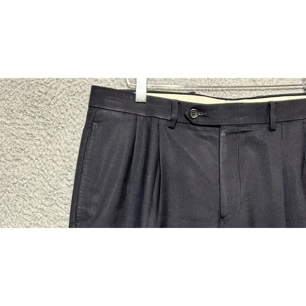 Lauren Ralph Lauren Total Comfort Black Pleated 100% Wool Dress Pants Mens 34X29 - Picture 2 of 10
